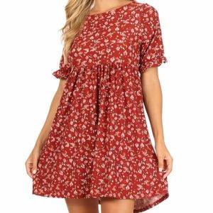 Baby Doll Dress W/Ruffled Elbow Sleeves (NWT)